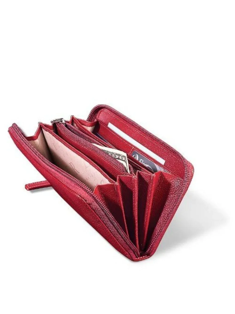 Levenger Accordion Full-Grain Orange Leather Women's Wallet AL10510